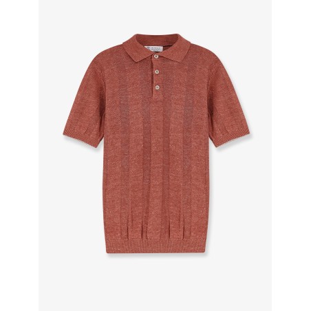Linen and cotton blend polo shirt
