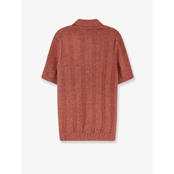 Linen and cotton blend polo shirt