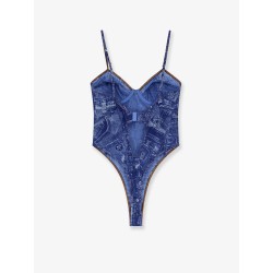 Bridget nylon bodysuit with denim print