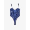 Bridget nylon bodysuit with denim print
