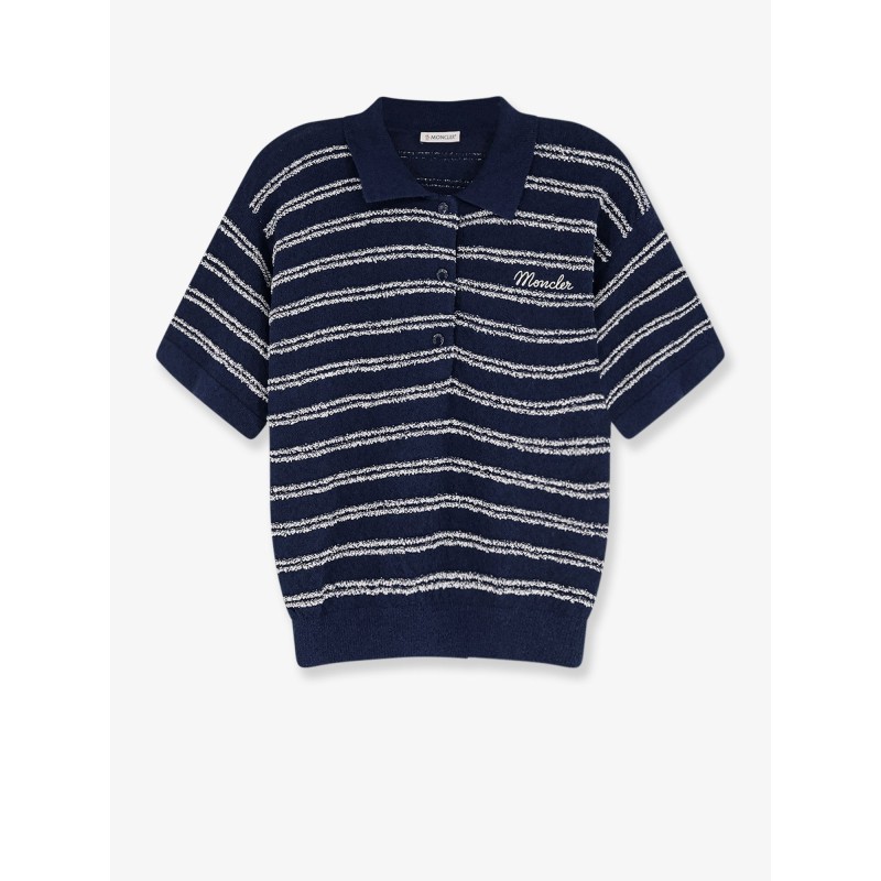 Cotton blend polo shirt with bouclé effect