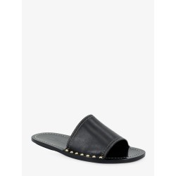 Low leather sandals with metal studs on the sides