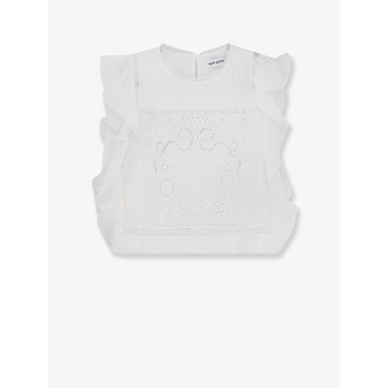Ramie top with lace inserts