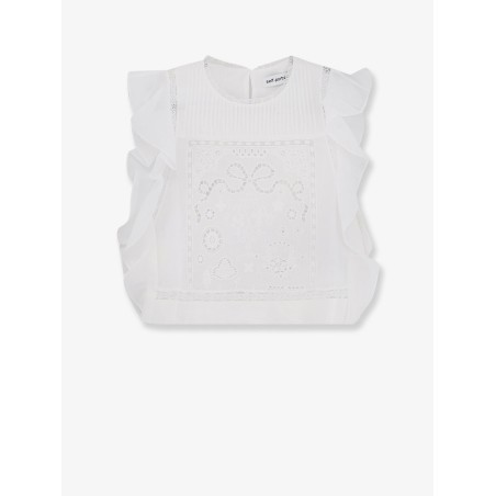 Ramie top with lace inserts
