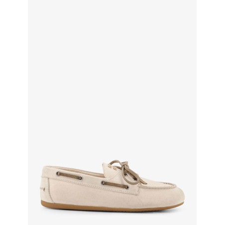 Fabric loafers with front lettering logo