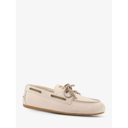 Fabric loafers with front lettering logo
