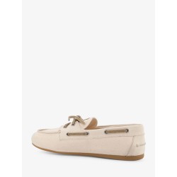 Fabric loafers with front lettering logo