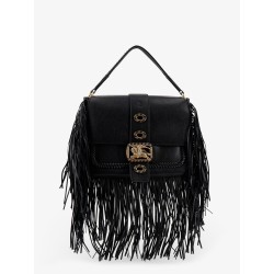 Rider leather shoulder bag with fringed edges