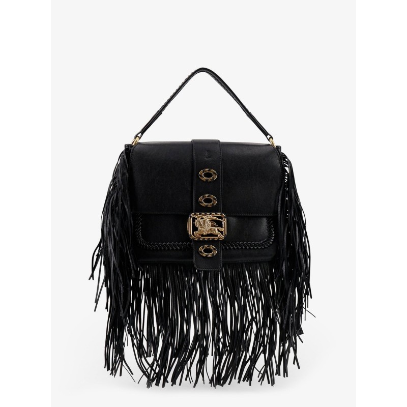 Rider leather shoulder bag with fringed edges