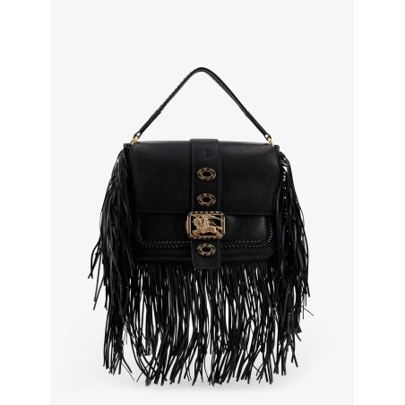 Rider leather shoulder bag with fringed edges