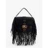 Rider leather shoulder bag with fringed edges