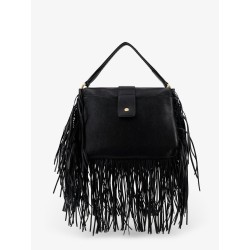 Rider leather shoulder bag with fringed edges