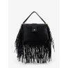 Rider leather shoulder bag with fringed edges