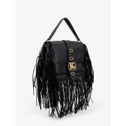 Rider leather shoulder bag with fringed edges
