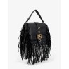 Rider leather shoulder bag with fringed edges
