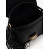 Rider leather shoulder bag with fringed edges