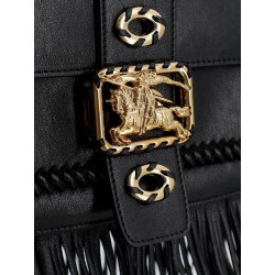 Rider leather shoulder bag with fringed edges