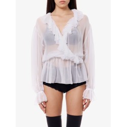 Silk shirt with rouches