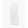 Jacquard silk trousers with floral motif