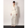Jacquard silk trousers with floral motif