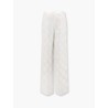 Jacquard silk trousers with floral motif