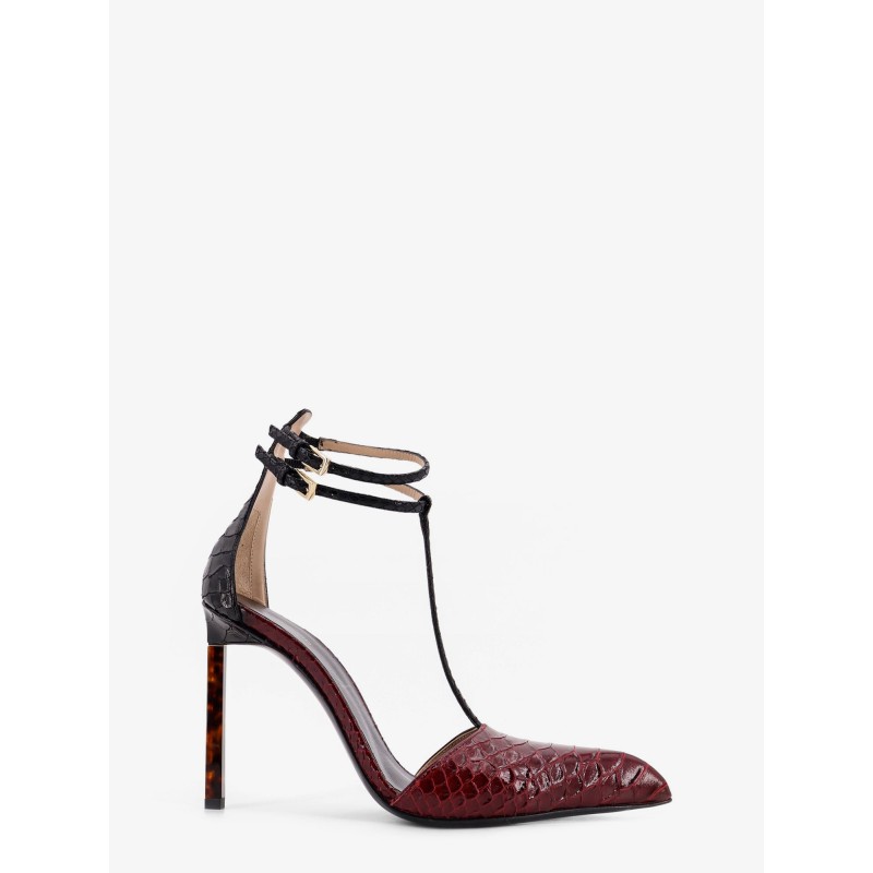 Python-effect leather pumps