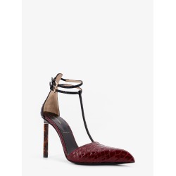 Python-effect leather pumps