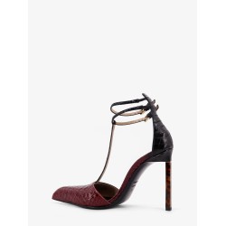 Python-effect leather pumps