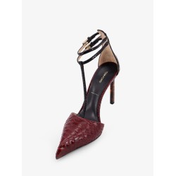 Python-effect leather pumps