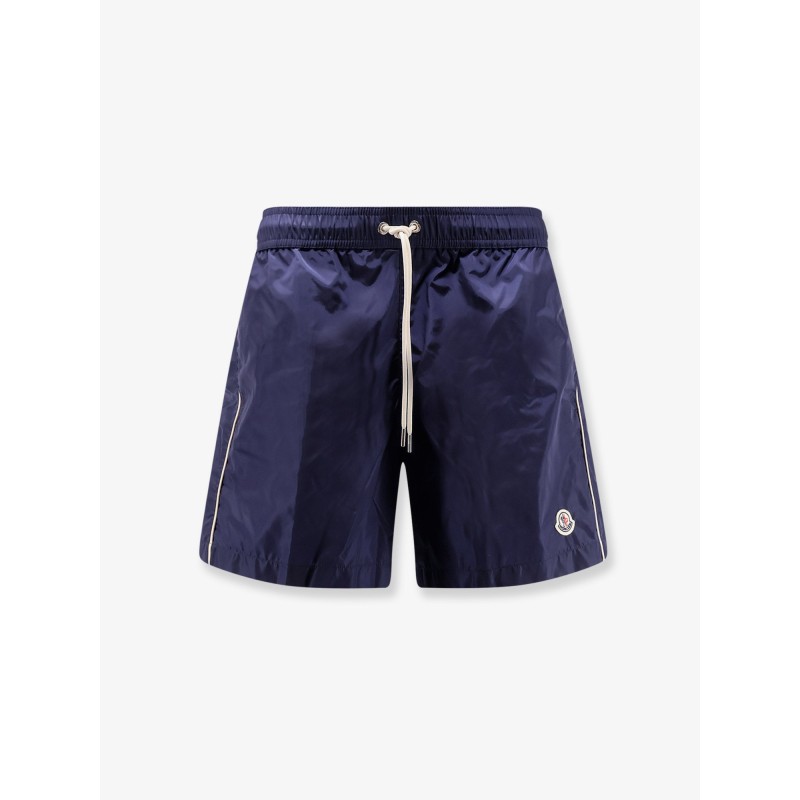 Nylon swim shorts with side logo patch