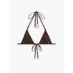 Jersey bikini top with monogram print