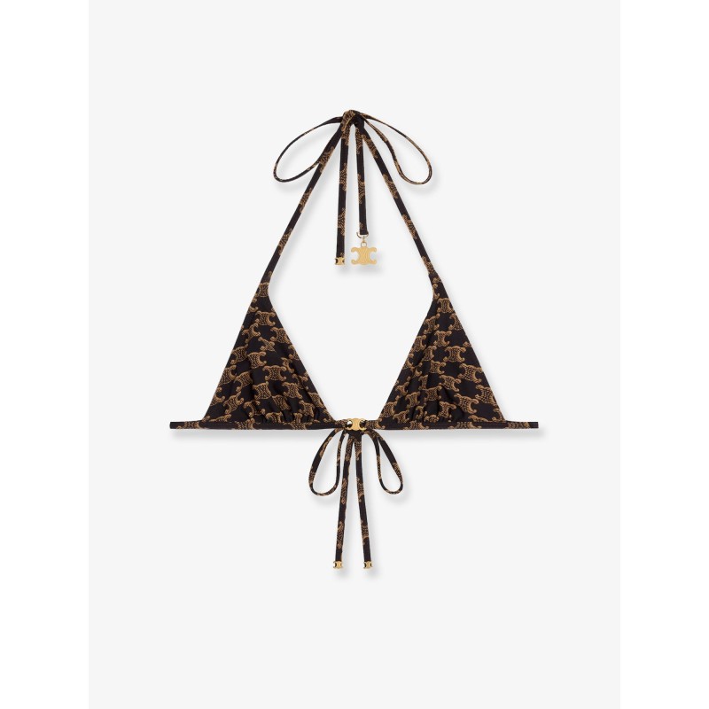 Jersey bikini top with monogram print