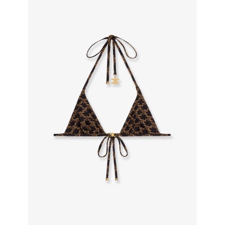 Jersey bikini top with monogram print