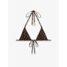 Jersey bikini top with monogram print