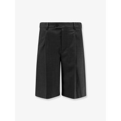 Pleated wool and silk bermuda shorts