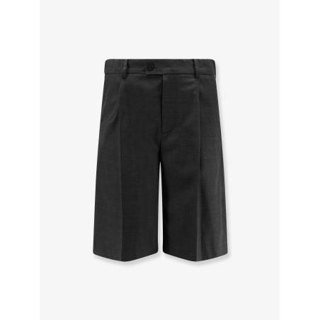 Pleated wool and silk bermuda shorts