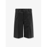 Pleated wool and silk bermuda shorts