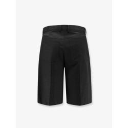 Pleated wool and silk bermuda shorts