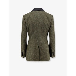 Fitted silk and virgin wool blend tweed blazer