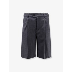 Pleated Check wool blend bermuda shorts