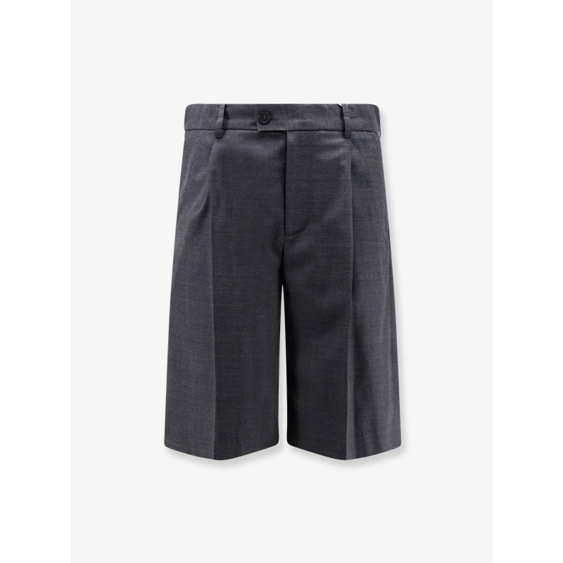 Pleated Check wool blend bermuda shorts