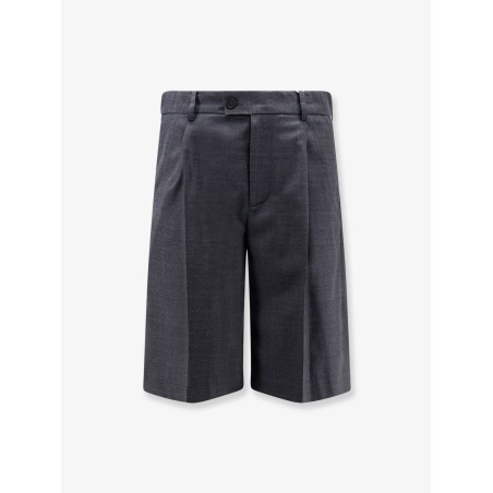 Pleated Check wool blend bermuda shorts