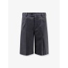 Pleated Check wool blend bermuda shorts