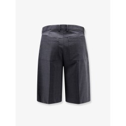 Pleated Check wool blend bermuda shorts