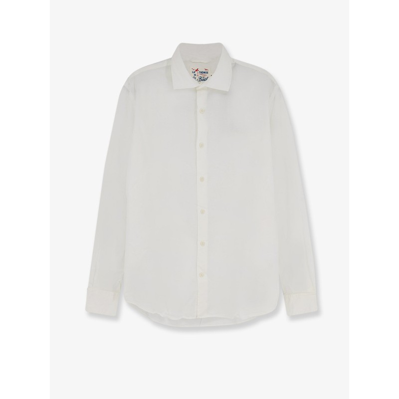 Cotton shirt with front embroidered logo