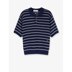 Unisex striped cotton blend polo shirt