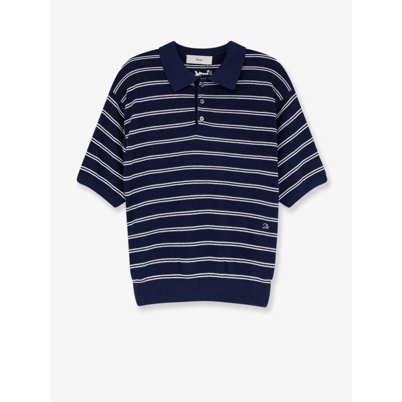 Unisex striped cotton blend polo shirt