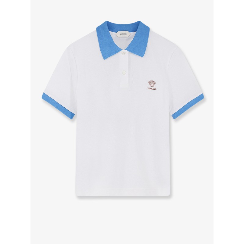Cotton polo shirt with Medusa embroidery