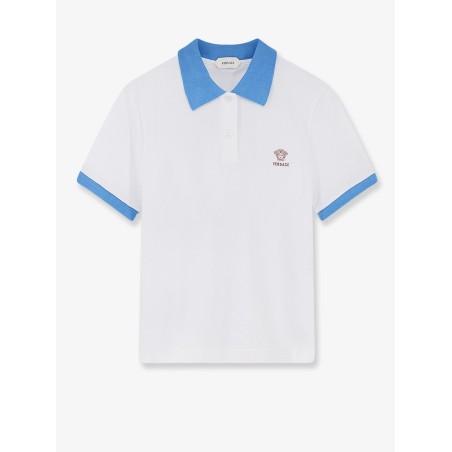 Cotton polo shirt with Medusa embroidery