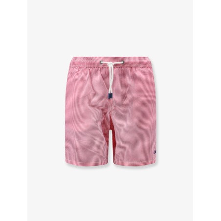 Patmos nylon swim trunks with vichy pattern